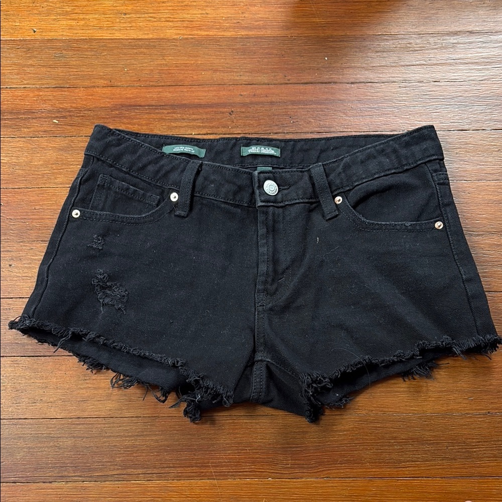 Wild Fable Black Jean Shorts Distressed Frayed Hem